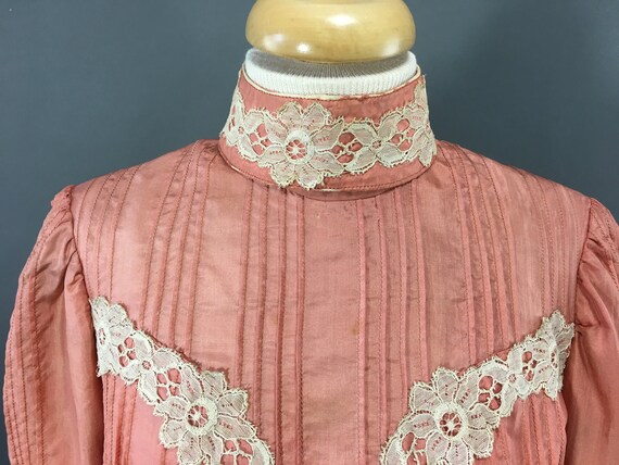 1800s Peach Cotton Blouse, Authentic Antique 1880… - image 3