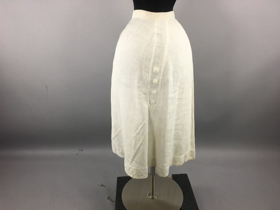 Edwardian Ivory Tennis Skirt,1910s Crochet Button… - image 1