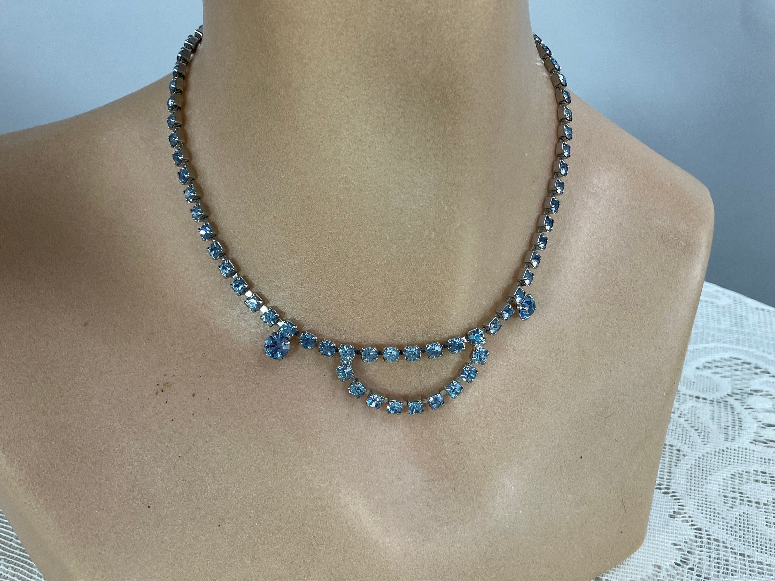 Blue Rhinestone Necklace 