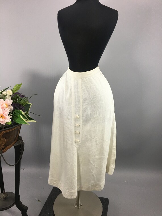 Edwardian Ivory Tennis Skirt,1910s Crochet Button… - image 7