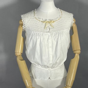 Antique Victorian Edwardian Camisole, Hand Crochet Corset Cover , White Cotton Top , Vintage Lingerie XS image 10