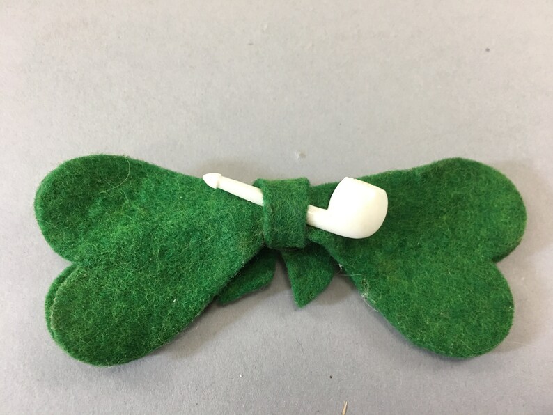 1950s St. Patty's Day Bow tie, Vintage Shamrock Clover Necktie, St Patrick's Day Attire image 3