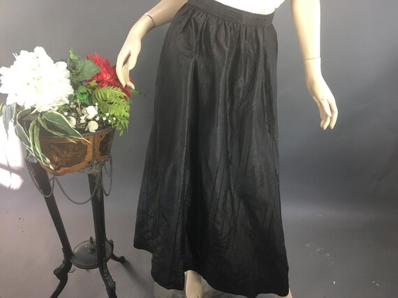 Edwardian Black Skirt, 1910 Striped Taffeta Skirt,