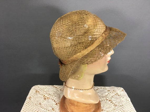 1930's Gold Slouch Hat, Vintage 30's Woven Metalli
