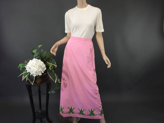 1970s Pink Vested Gentress  Medium Maxi Hostess S… - image 1