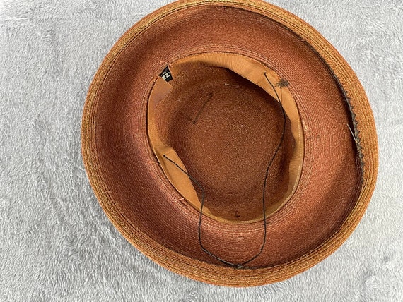 1940s Straw Hat, Vintage Mocha Brown Boater Hat, … - image 8