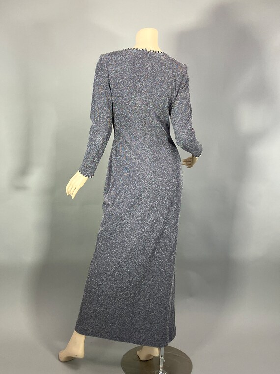1980s VIE Victoria Royal Silver Lame Dress S, Vin… - image 10
