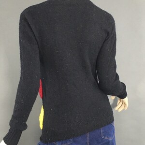 1970s Multi Color Granny Square Sweater, Size S Vintage Black Grannycore Pullover Jumper Sweater image 9