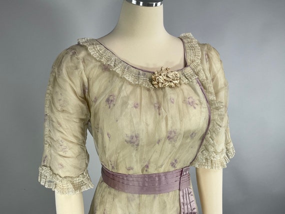 1900s/1910 Antique Floral Net Dress XS, Edwardian… - image 2