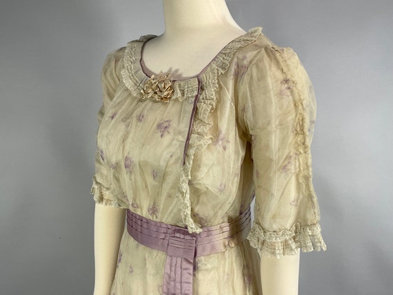 1900s/1910 Antique Floral Net Dress XS, Edwardian… - image 3