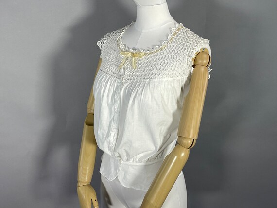 Antique Victorian Edwardian Camisole, Hand Croche… - image 5