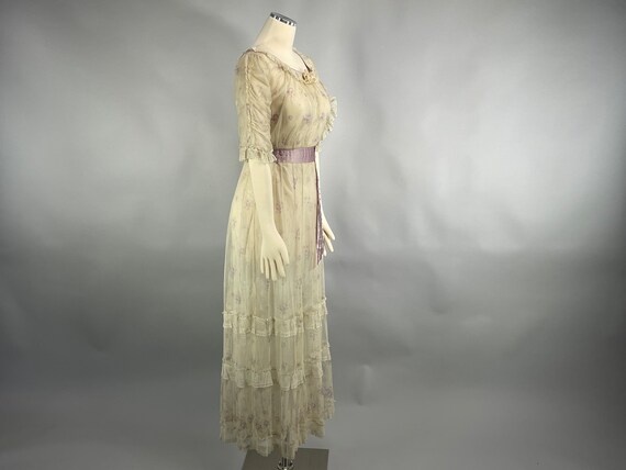 1900s/1910 Antique Floral Net Dress XS, Edwardian… - image 4