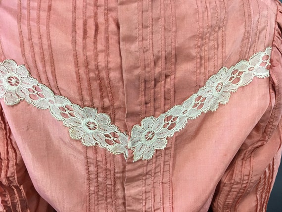 1800s Peach Cotton Blouse, Authentic Antique 1880… - image 8