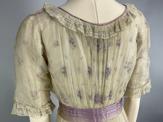 1900s/1910 Antique Floral Net Dress XS, Edwardian… - image 9