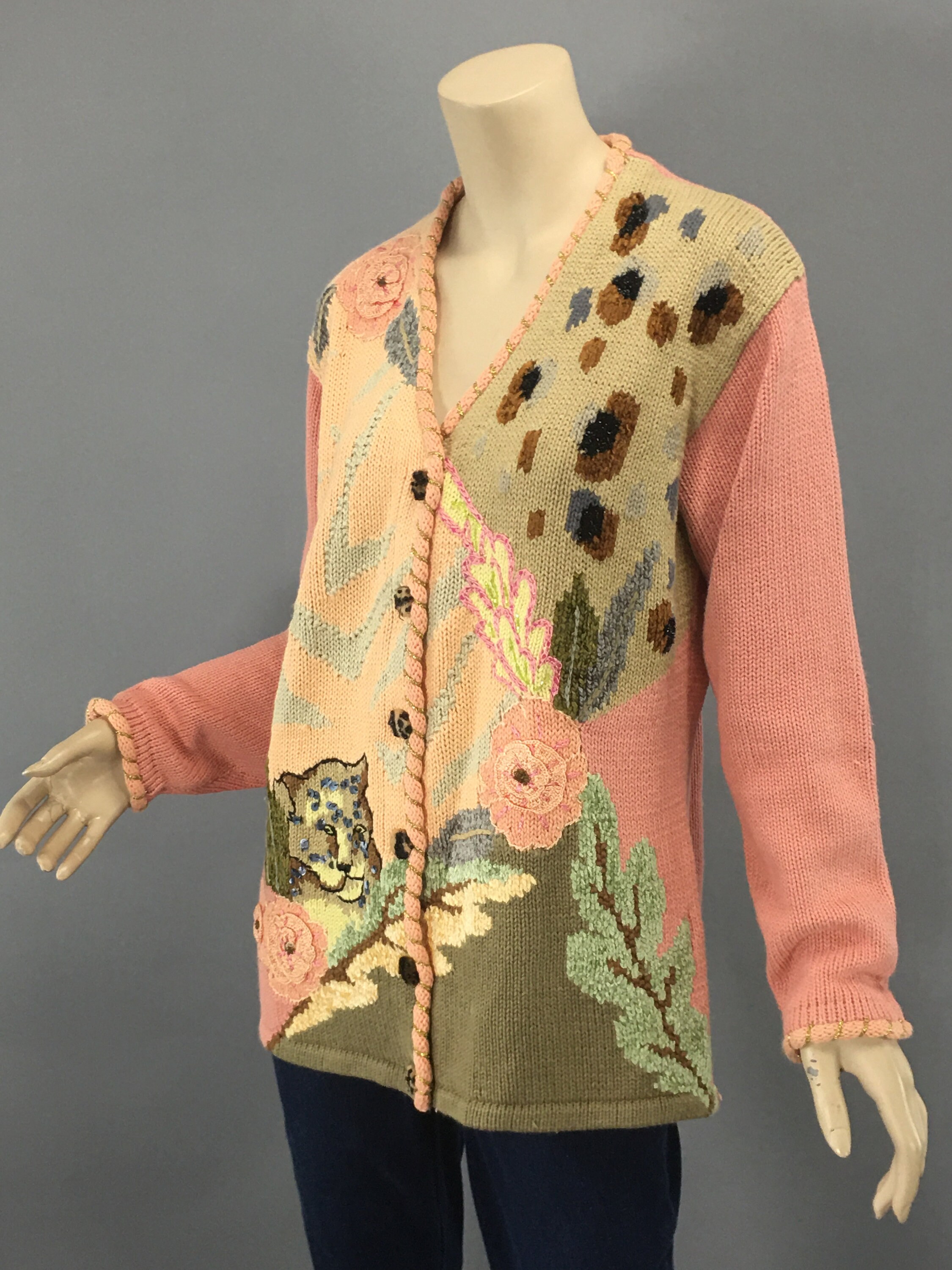 高い信頼 厚い信頼 Vintage Cardigan Jaguar L to M Sweater, Knits Storybook ニット/セーター