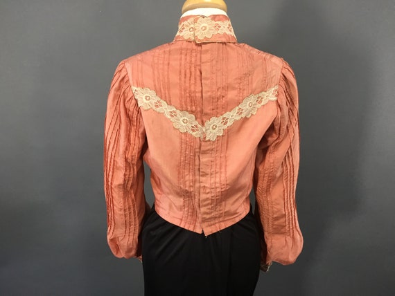 1800s Peach Cotton Blouse, Authentic Antique 1880… - image 7