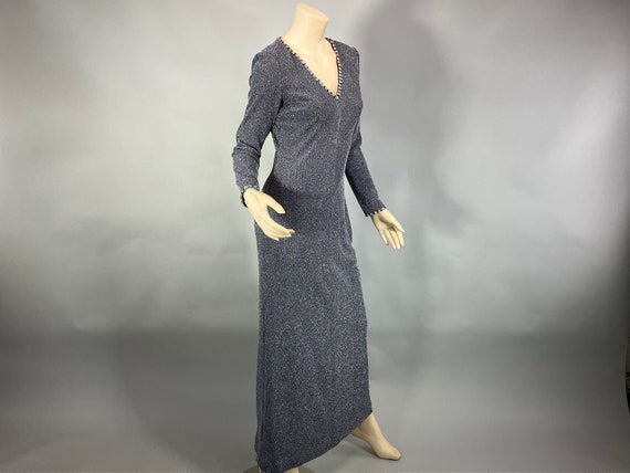 1980s VIE Victoria Royal Silver Lame Dress S, Vin… - image 4