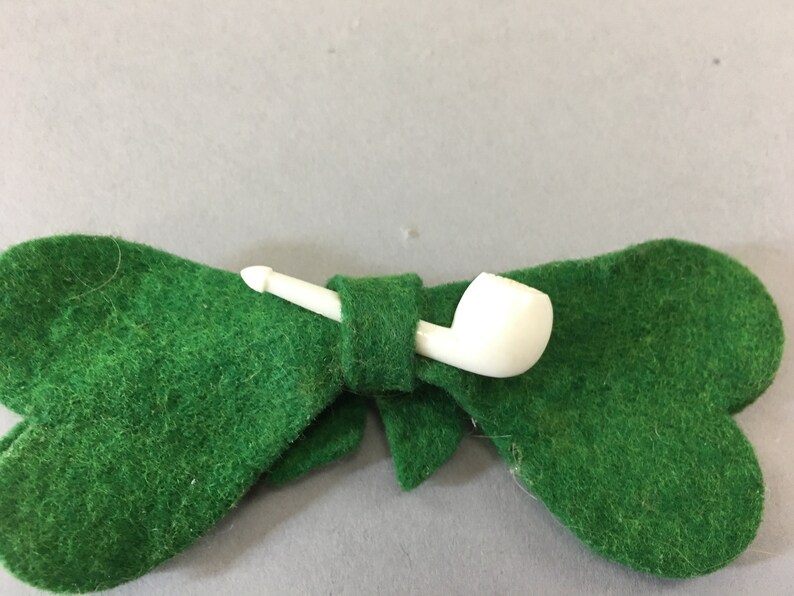 1950s St. Patty's Day Bow tie, Vintage Shamrock Clover Necktie, St Patrick's Day Attire image 2