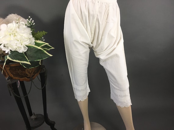 Antique White Bloomers, Open Crotch Drawers,Edward