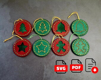 Leather PDF SVG 8x Pattern Christmass Ornaments | Digital Pattern Download