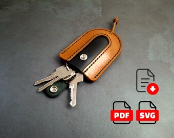 Leather PDF SVG Pattern Key Pouch Case Keychain | Digital Pattern Download
