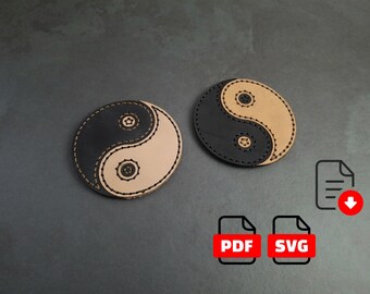Leather Ying Yang Coaster Pattern | PDF/SVG Digital Download