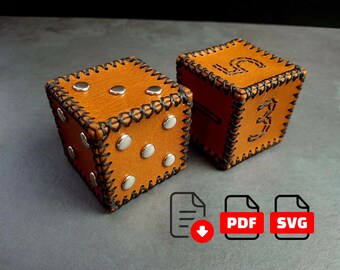 Leather PDF/SVG Pattern Set od 2 Playing Dice Game Cube | Digital Pattern Download