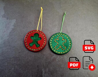 Leather PDF/SVG Pattern Christmass Gingerbread Ornament  | Digital Pattern Download