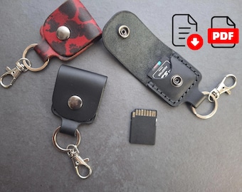 Leather PDF Pattern SD Card Keychain Pouch Case Wallet  | Digital Pattern Download