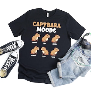 Capybara Moods T Shirt For Men Women Kids, Funny Rodent Capybara Lover Gift For Pet Animal Lover, Capybara Party Shirt