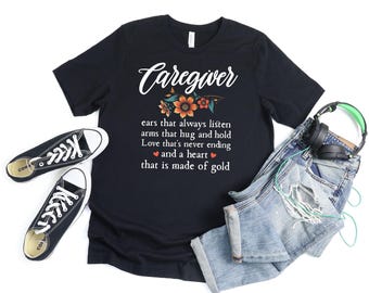 Caregiver Definition T Shirt For Men Women, Funny Adult Elderly Family Caregiver Appreciation Gift For Personal Nanny Caregivers