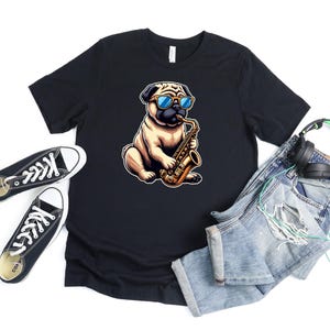 Dog Sunglasses Playing Saxophone T Shirt For Men Women, Funny Saxophone Gifts For Saxophones Music Lover, Musician Gift For Saxophone Player