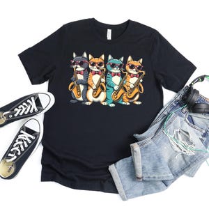 Cats Playing Saxophone T Shirt For Men Women, Funny Saxophone Gifts For Saxophones Music Lover, Musician Gift For Saxophone Player