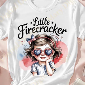 Little Firecracker Girl Patriotic American 4th Of July PNG, Independence Day Design Kid Patriotic USA Sublimation Design, Digital Download
