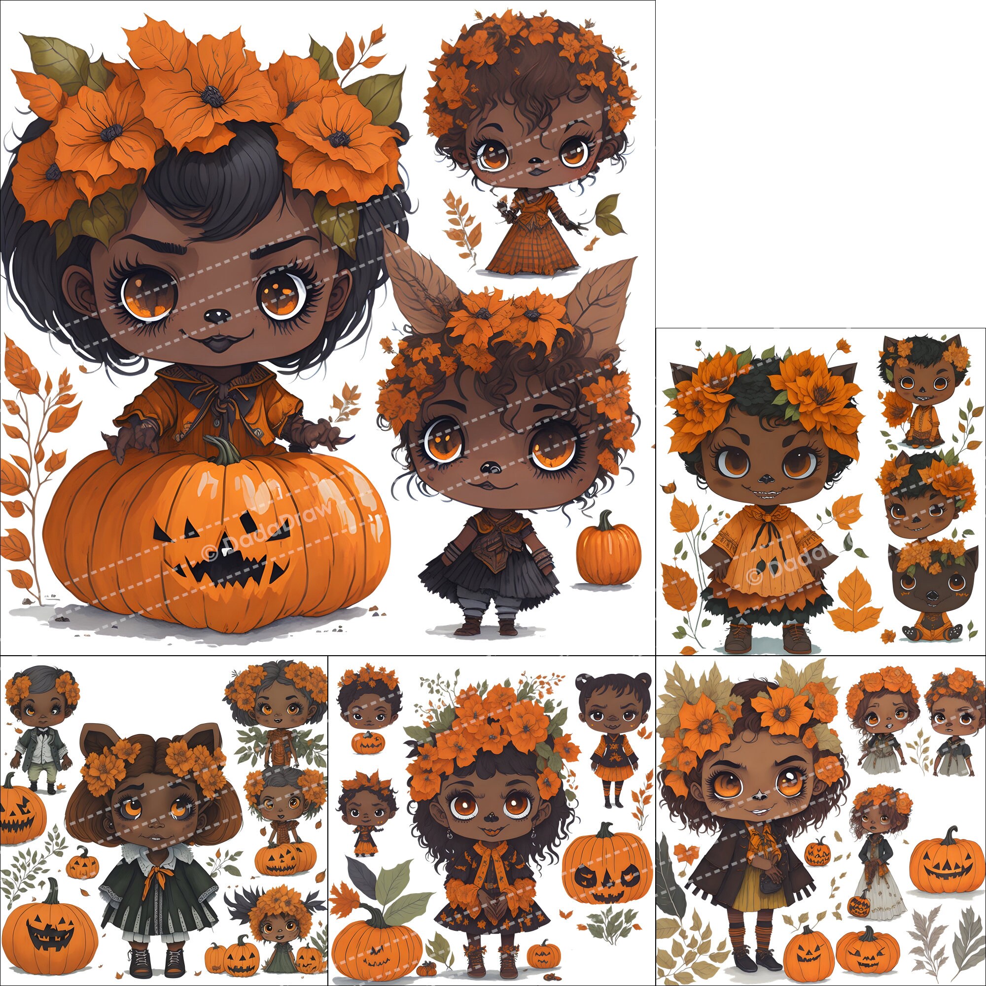 Cute Halloween Characters Clipart Halloween Art for Crafts - Etsy