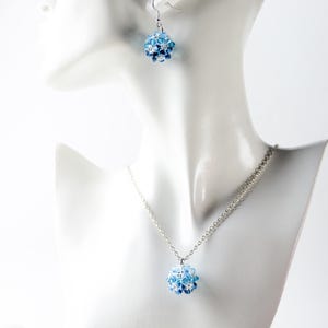 Crystal Necklace; Swarovski Necklace; Glass Necklace; Sweet blue Swarovski Pendants Necklace and earrings  -AA01