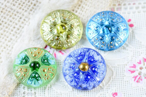 Czech Glass Button 27mm For Crafts Or Personalised Jewelry And Etsy