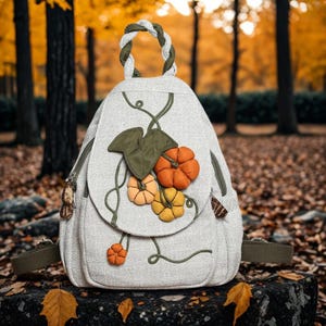 Pumpkin Backpack, Boho Fall School Bag, Halloween Gift, Autumn Festival Daypack, Thanksgiving Gift, Halloween Backpack, Autumn Teacher gift