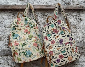 Sac à dos fleuri brodé : cartable Boho Cottagecore, sac à dos pour ordinateur portable