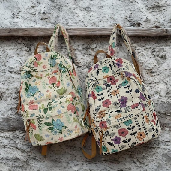 Sac à Dos Fleuri Brodé : Cartable Boho Cottagecore, Sac à  display picture 1