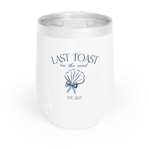 Último brindis en la costa: vaso de vino para despedida de soltera, regalo para despedida de soltera con temática playera, vaso térmico, recuerdo de despedida de soltera costero.
