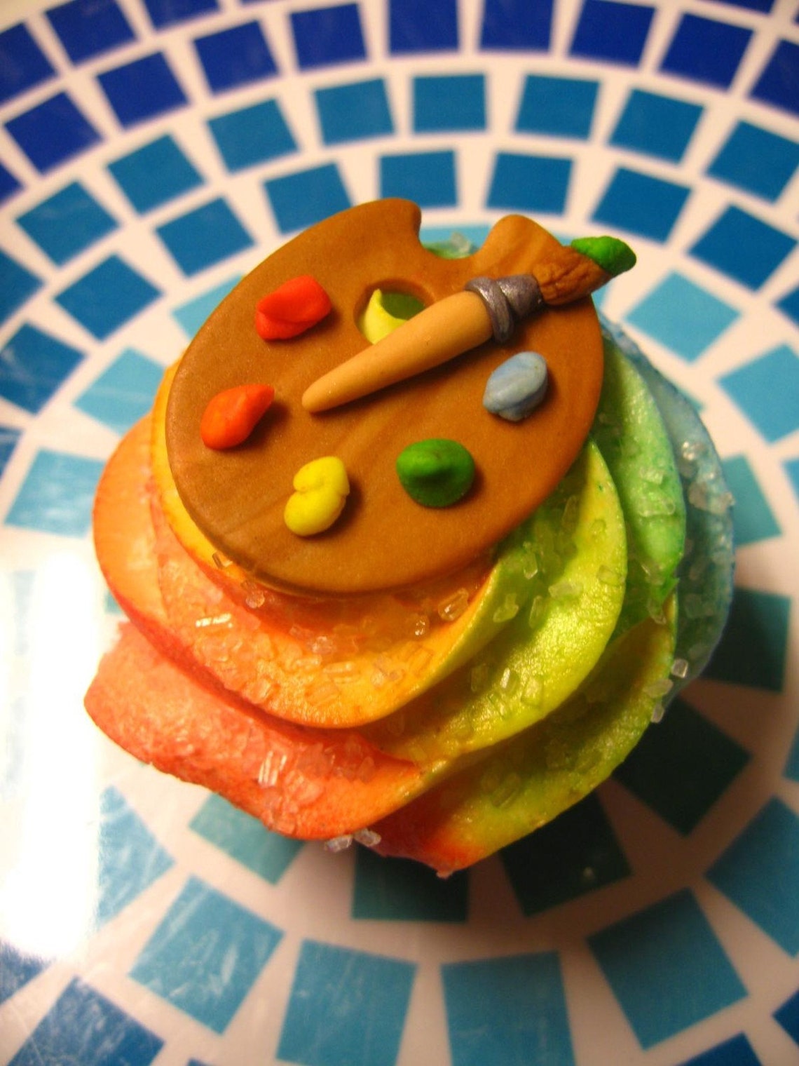 Fondant Cupcake Toppers Artist Palette Etsy