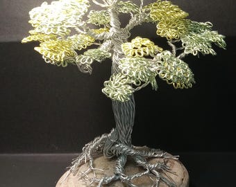 Árbol esculpido a mano con alambre de cobre – Decoración zen para escritorio, regalo de arte inspirado en la naturaleza
