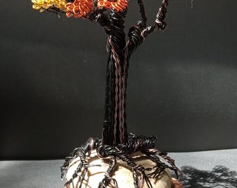 Escultura de árbol de alambre de cobre – Decoración zen rústica hecha a mano