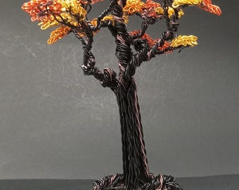 Árbol esculpido a mano con alambre de cobre – Decoración rústica para oficina, regalo inspirado en la naturaleza