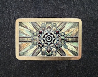 Unique Textured Clear and Dichroic Glass Belt Buckle - Etsy display picture 3