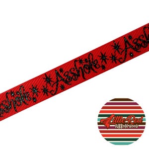 Fita de gorgorão impressa de 5/8", palavrão, babaca, lilredribbonhood, presente de aniversário para irmã