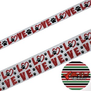 Cinta de grosgrain estampada, día de San Valentín, amor, perro, lilredribbonhood, regalo de cumpleaños para hermana