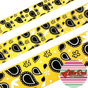 Fita de gorgorão impressa de 5/8", 7/8" ou 1,5", bandana, western, lilredribbonhood, presente de aniversário para irmã