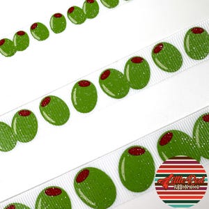 Fita de gorgorão impressa de 3/8", 5/8" ou 7/8", azeitonas, fita de comida, lilredribbonhood, presente de aniversário para irmã